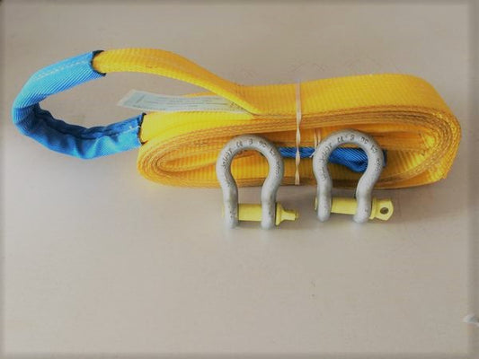 10t 4x4 Towing Recovery Winch Strap With Bow Shackles