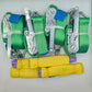 5t (5000kg) Car Trailer Transporter Green With Reflective Strips Wheel Soft Link Strap Recovery Straps Set of 4