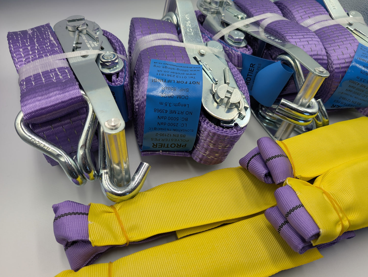 5t (5000kg) Car Trailer Transporter Purple With Reflective Strips Wheel Soft Link Strap Recovery Straps Set of 4