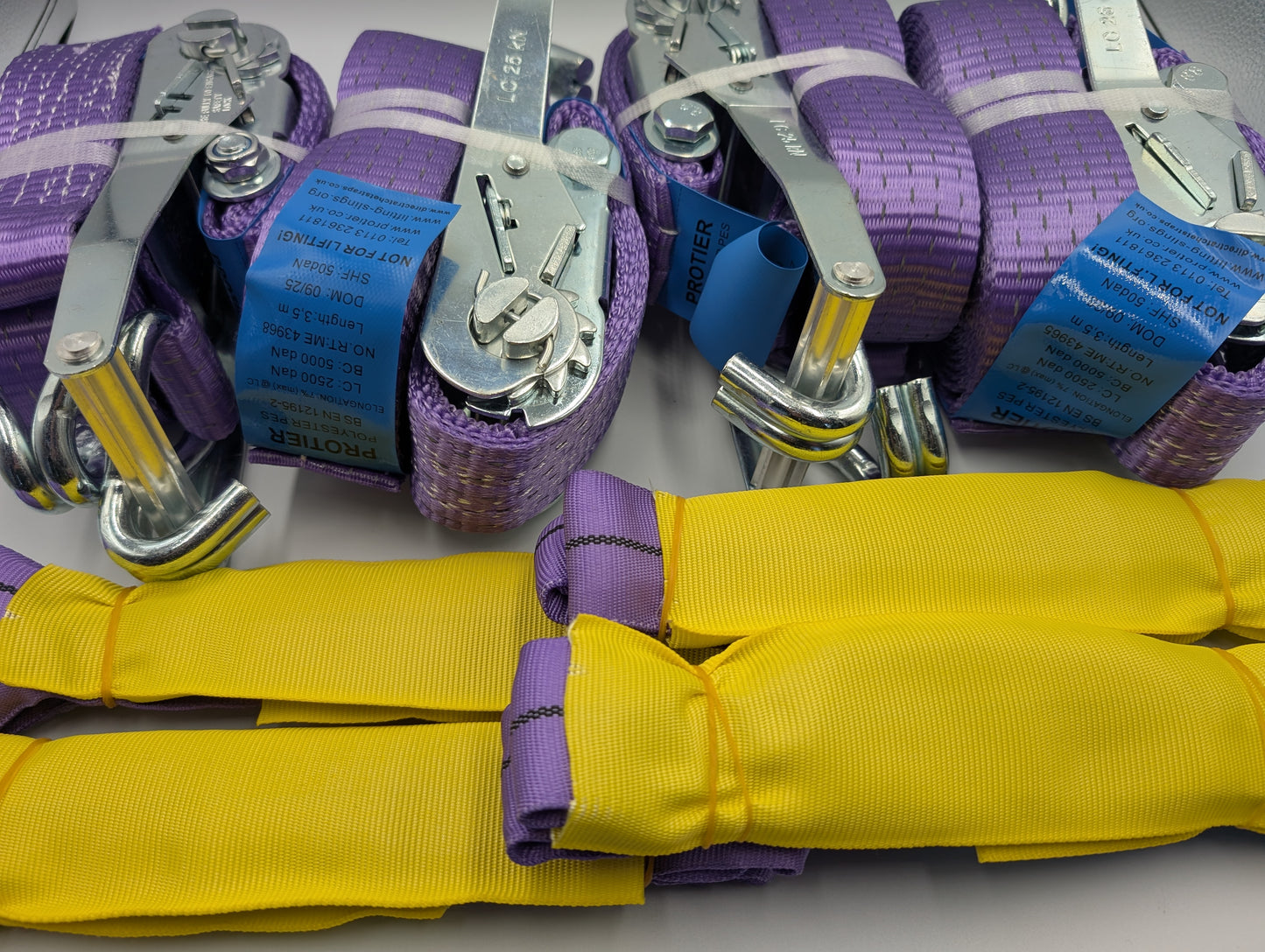 5t (5000kg) Car Trailer Transporter Purple With Reflective Strips Wheel Soft Link Strap Recovery Straps Set of 4