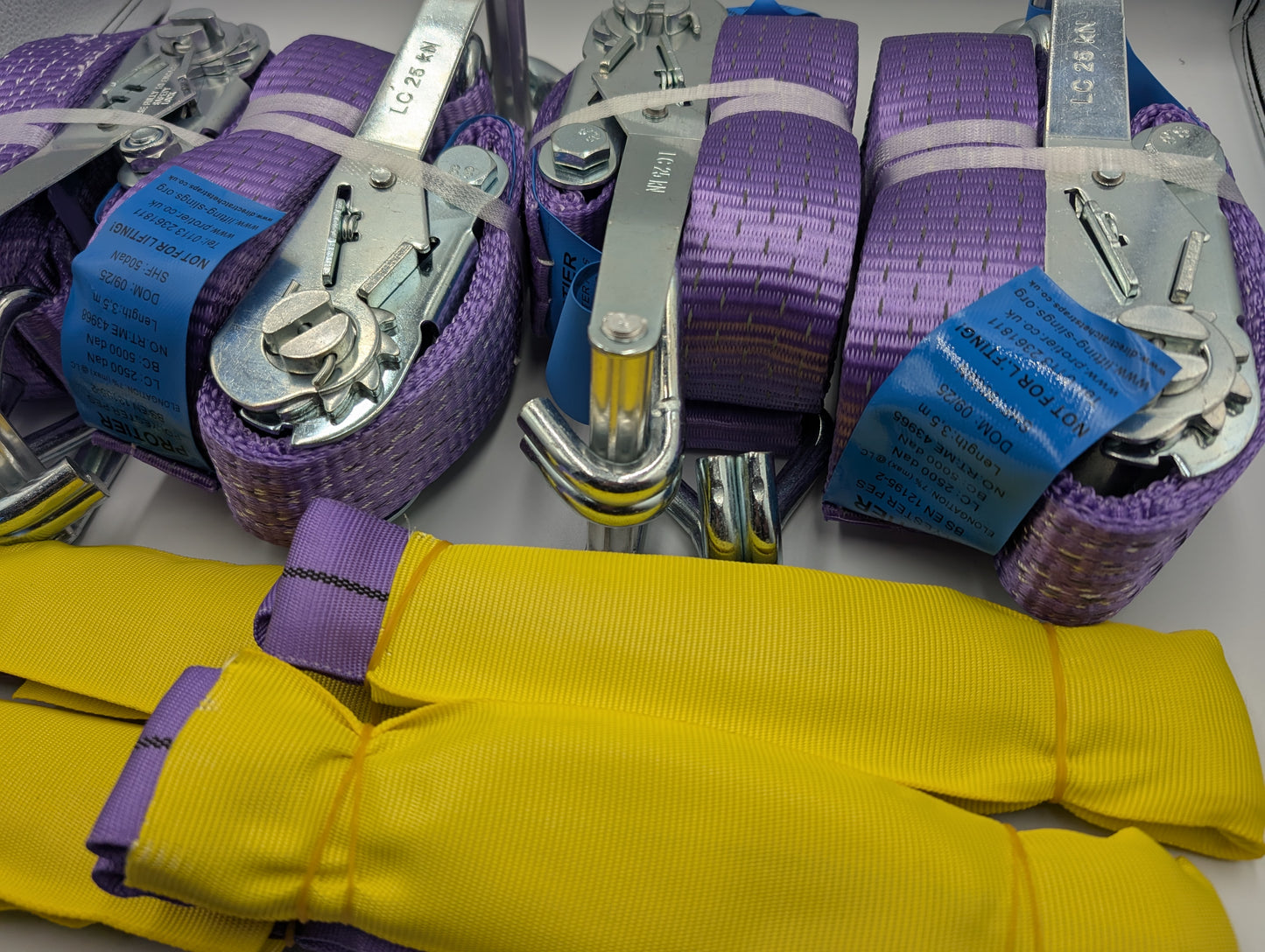 5t (5000kg) Car Trailer Transporter Purple With Reflective Strips Wheel Soft Link Strap Recovery Straps Set of 4