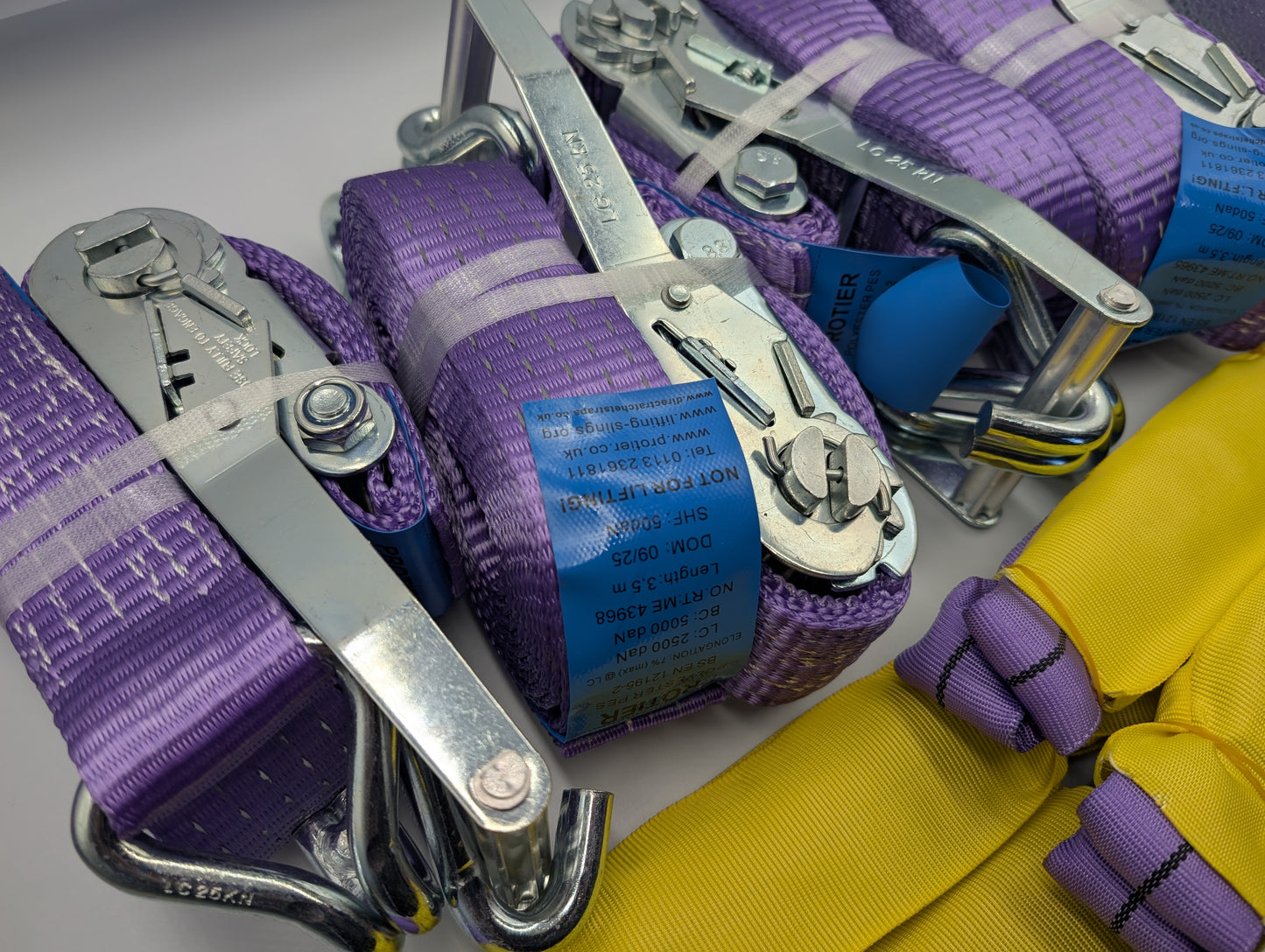 5t (5000kg) Car Trailer Transporter Purple With Reflective Strips Wheel Soft Link Strap Recovery Straps Set of 4