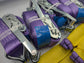5t (5000kg) Car Trailer Transporter Purple With Reflective Strips Wheel Soft Link Strap Recovery Straps Set of 4