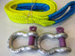 5t (5000kg) Hi Visibility Yellow 4x4 Recovery Towing Strap With Bow Shackles