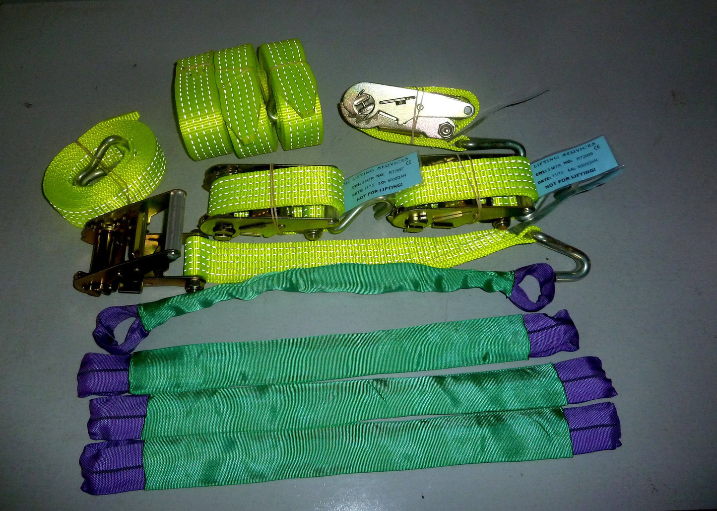 5t_5000kg_car_trailer_transporter_hi_visibility_yellow_wheel_soft_link_strap_recovery_straps_set_of_4_image_2