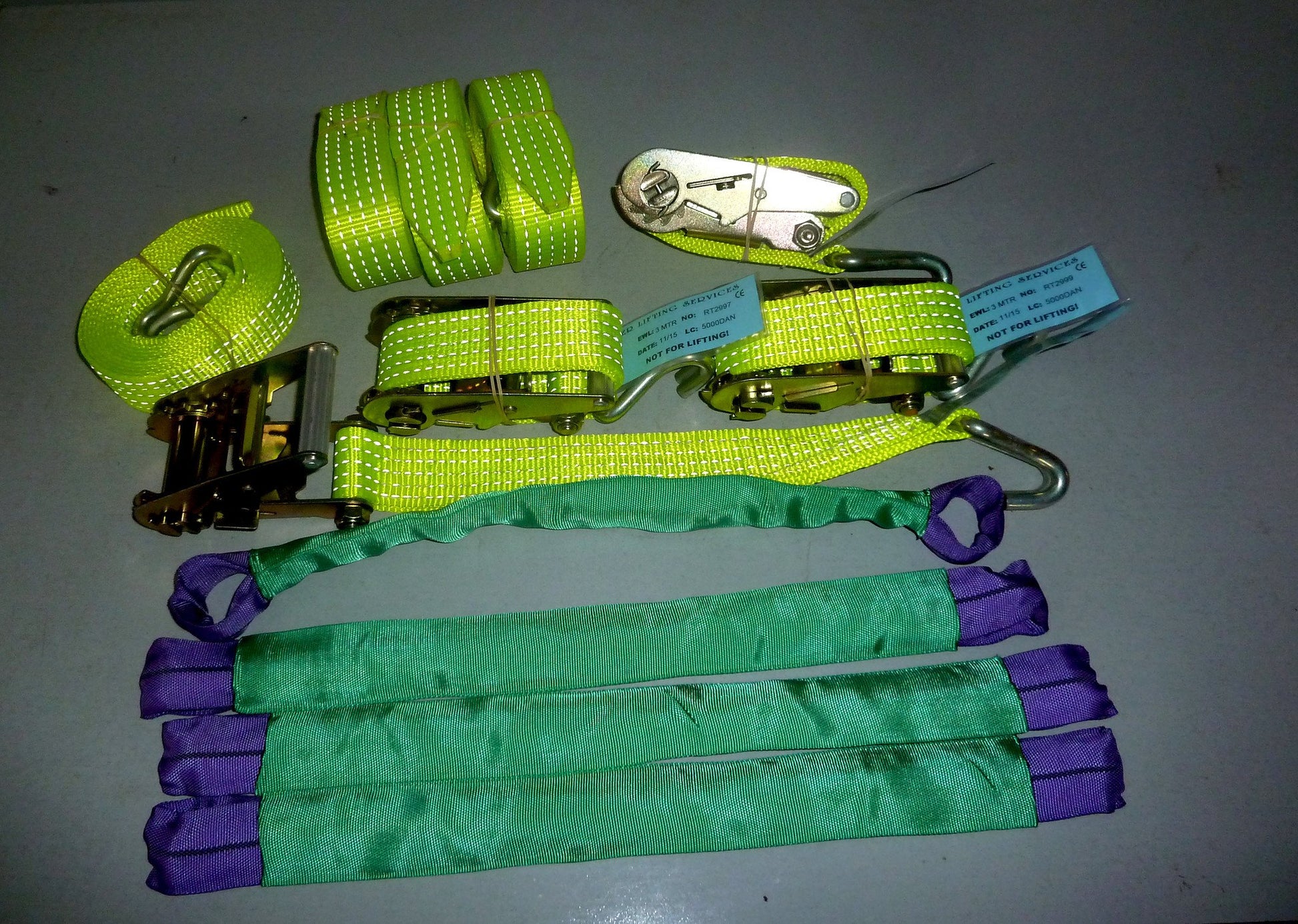 5t_5000kg_car_trailer_transporter_hi_visibility_yellow_wheel_soft_link_strap_recovery_straps_set_of_4_image_2